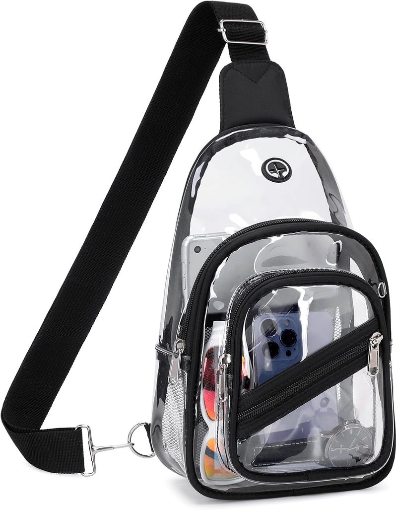 ASKSKY Clear Bag for Stadium Events, Clear Backpack Purse for Women Waterproof PVC Crossbody Fanny Pack for Concert - Image 1